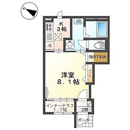 アンジー 1Kの間取図画像