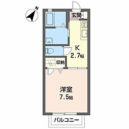 ドミール多治米b 1Kの間取図画像