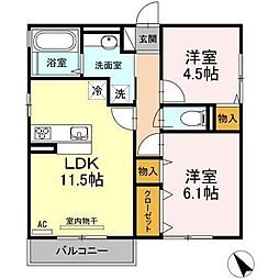 ディアコート曙 2LDKの間取図画像