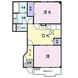 アヴァンパルクA 2DKの間取図画像