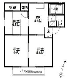 ピュアヒルクレスト3 3DKの間取図画像