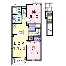 ジェルメ2A 2LDKの間取図画像