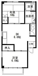 クレール美の浜E 2DKの間取図画像