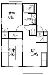 ディオール美の浜 2DKの間取図画像