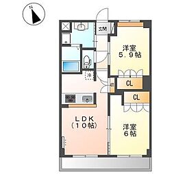 プリマヴェーラ 2LDKの間取図画像