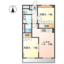 グランドソレイユ 2LDKの間取図画像