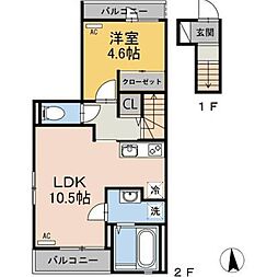 アルカディアB 1LDKの間取図画像