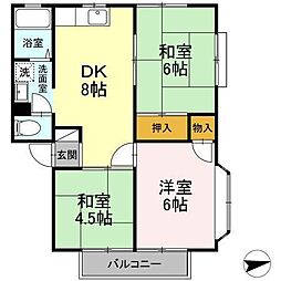ガーデン茶山A 3DKの間取図画像