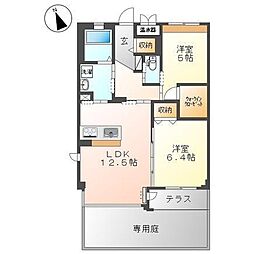 アリビオ 2LDKの間取図画像