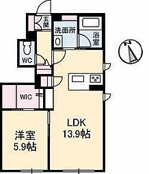 AzulwisteriaB 1LDKの間取図画像