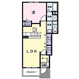 ソル・レヴェンテA 1LDKの間取図画像