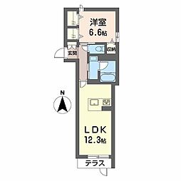 Revince 1LDKの間取図画像