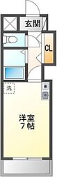 メゾン東吉津 ワンルームの間取図画像