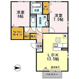 シャルル2 2LDKの間取図画像
