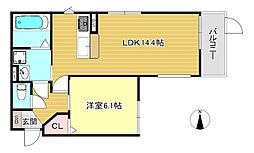 ラルーチェ聖護院 1LDKの間取図画像