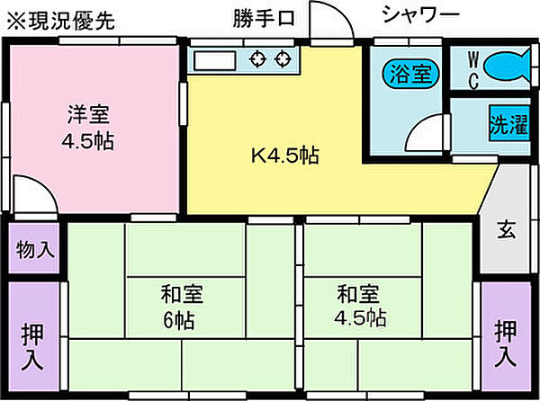 清水住宅 ｜山梨県甲斐市篠原(賃貸一戸建3K・1階・45.37㎡)の写真 その2