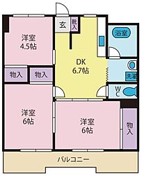 ロイヤルハイツ飯田 3DKの間取図画像