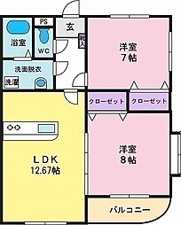 FELIZLUGAR 2LDKの間取図画像