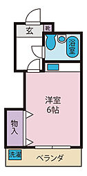 グリーンハイツ阪本 ワンルームの間取図画像