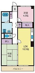 マンショングリーンアース 2LDKの間取図画像