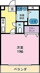 メゾンヴェルデュール2 1Kの間取図画像