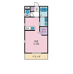 ベルタール韮崎 ワンルームの間取図画像