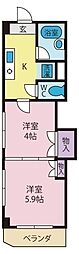 レジデンスカープ甲府 2Kの間取図画像
