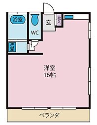 ピース ワンルームの間取図画像