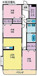 ラインハイト3 3LDKの間取図画像
