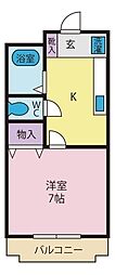 サンエイハイム2 1Kの間取図画像