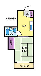 ハイツ小林 1DKの間取図画像