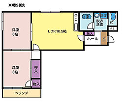 アップルハウス飯野2号館 2LDKの間取図画像