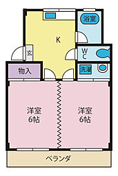 コーポ中沢 2Kの間取図画像