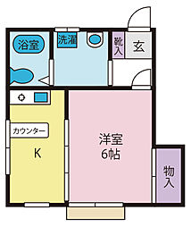 ST韮崎・中島ハイツB 1Kの間取図画像