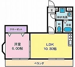 ヴィトン2 1LDKの間取図画像