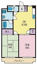 ドラゴンズマンション 2DKの間取図画像