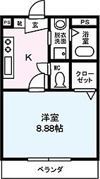 シンシア蒼龍 1Kの間取図画像