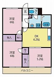 レジデンスひろ 3DKの間取図画像