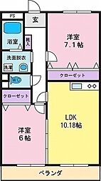 プレジール 2LDKの間取図画像