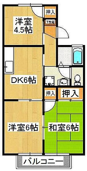 セジュールユアサＢ B201｜千葉県船橋市東船橋4丁目(賃貸アパート3DK・2階・50.09㎡)の写真 その2