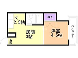 長内マンション 1DKの間取図画像