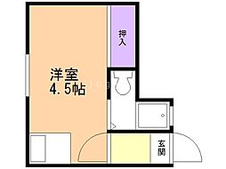 第2辻口荘 ワンルームの間取図画像