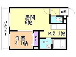 札幌市営東西線 西18丁目駅 徒歩12分の賃貸マンション 5階1LDKの間取り