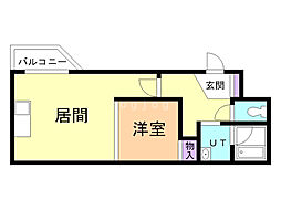 カピテーヌ円山 1LDKの間取図画像