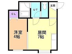 プルミエ21 1DKの間取図画像