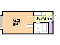 グロリーコート 1Kの間取図画像
