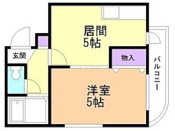 エンドレス三井 1DKの間取図画像