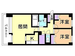 オリエンタルコートオートモ 2LDKの間取図画像