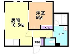 ビッテ山鼻 1LDKの間取図画像