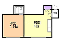 ロミ円山 1DKの間取図画像